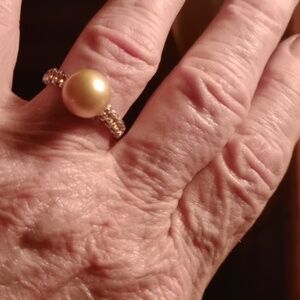 Sterling silver South Sea pearl rong